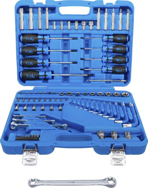 BGS Werkzeugsortiment, 6,3 mm (1/4") + 12,5 mm (1/2"), E-Profil / T-Profil (für Torx), 84-teilig, 7849