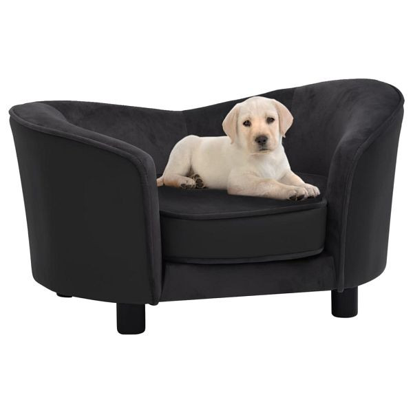 vidaXL Hundesofa Schwarz 69x49x40 cm Plüsch und Kunstleder, 171032