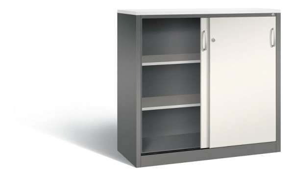 C+P Sideboard mit Schiebetüren Acurado, H1200xB1200xT500mm, Farbe: Vulkangrau / Perlweiß, Bügelgriff, 3 OH, 2057-1200 S10265