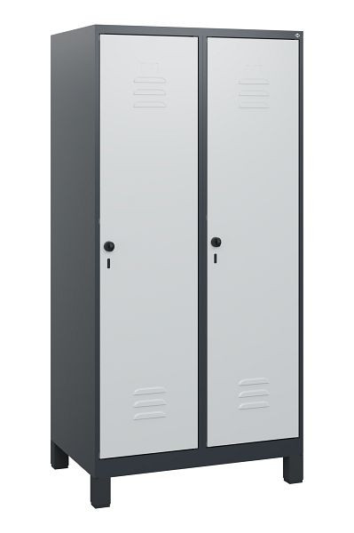 C+P Umkleidespind Classic PLUS, Füße, 2 Abteile, 1630x800x500mm, 7016/7035, Drehriegel, 0800105-22 S10013