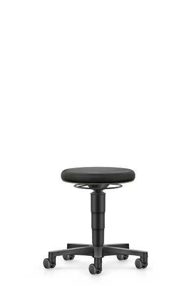 bimos Allround Hocker mit Rollen, Stoff schwarz, Sitzhöhe 450-650 mm, Farbring grau, 9463-6801-3278
