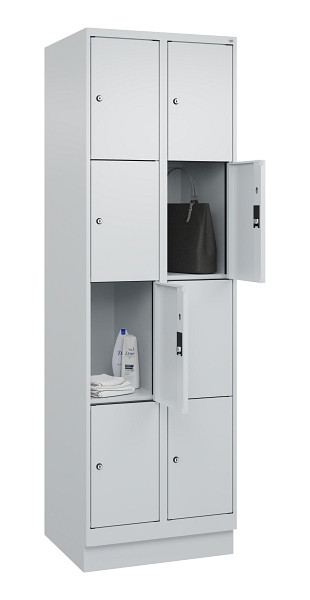 C+P Schließfachschrank Evolo PLUS, mit Sockel, 8 Fächer, 1950x600x500mm, 7035/70, Frontfarbe RAL 7035 Lichtgrau, 049020-204 S10013