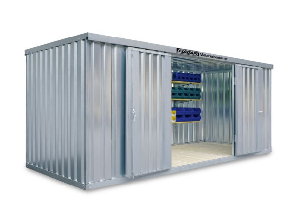 FLADAFI Materialcontainer MC 1500, verzinkt, montiert, Holzfußboden, Doppelflügeltür (symmetrisch) auf der 5 m Seite, F15200301-F911-F1522