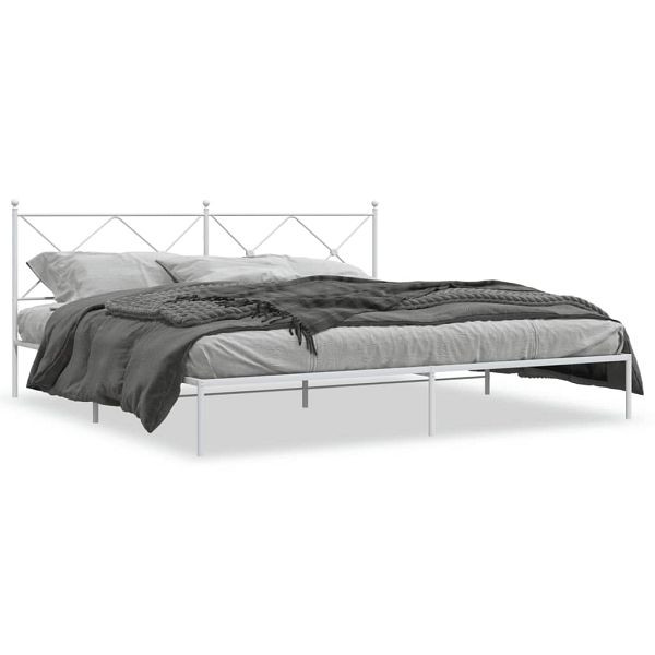 vidaXL Bettgestell mit Kopfteil Metall Weiß 193x203 cm, 376557