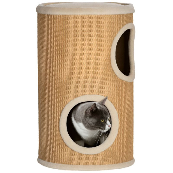 PawHut Katzenbaum mit viel Platz, Plüschbezug, Sisal-Oberfläche, Φ35 x 60H cm, Braun-Beige, 10 kg, D30-836V00BN