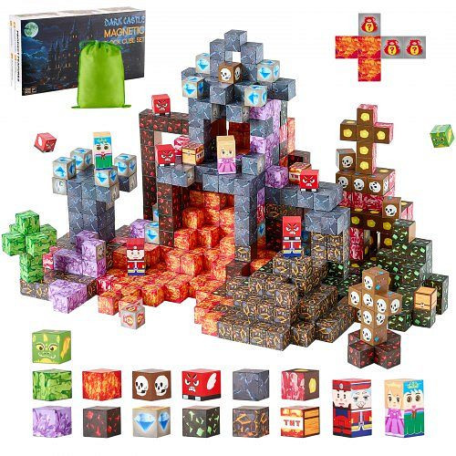 VEVOR Magnetische Bausteine, 100-tlg. Dark Castle-Set, STEM Montessori-Spielzeug, ab 3 Jahren, Geschenkidee, CLKGNBHACB106ISE6001V0
