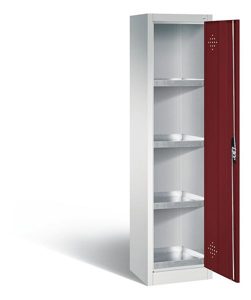 C+P Umweltschrank Acurado, H1950xB502xT500mm, Farbe: Lichtgrau / Rubinrot, Muldengriff, 8901-315 S10140