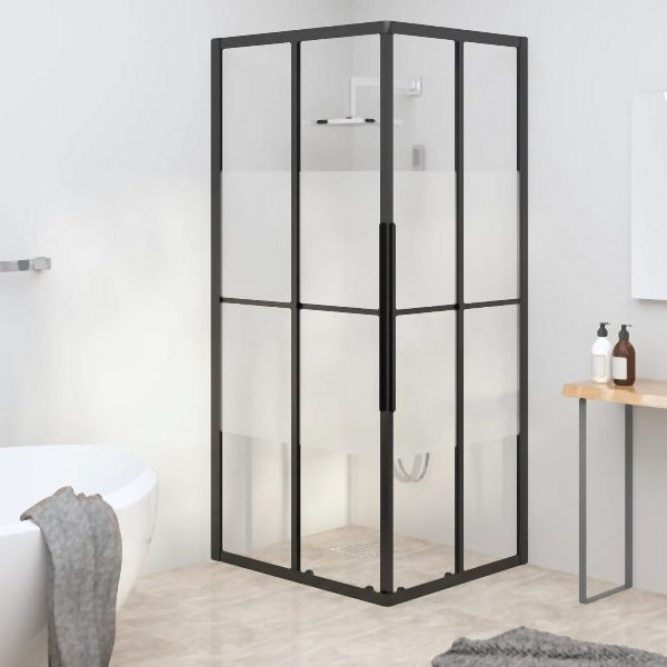 vidaXL Duschkabine Halbmatt ESG 90x70x180 cm Schwarz, 151854