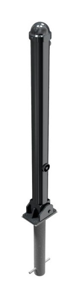 Schake Absperr-Stilpfosten Serie 477B Ø 76 mm, umlegbar, selbsteinrastende Verriegelung zum Einbetonieren, Dreikantverschluss, 477FUHB