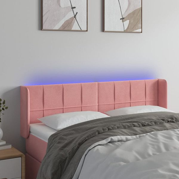 vidaXL LED Kopfteil Rosa 147x16x78/88 cm Samt (Polyester), 3123289