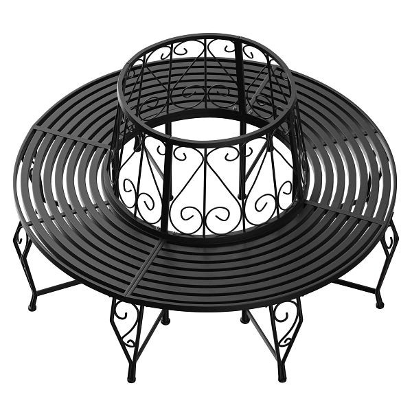 casaria Baumbank Bree Schwarz Metall Ø160cm, 991778, 4251779125067
