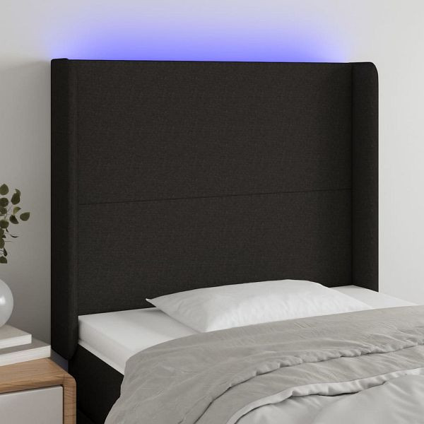 vidaXL LED Kopfteil Schwarz 93x16x118/128 cm Stoff, 3123752