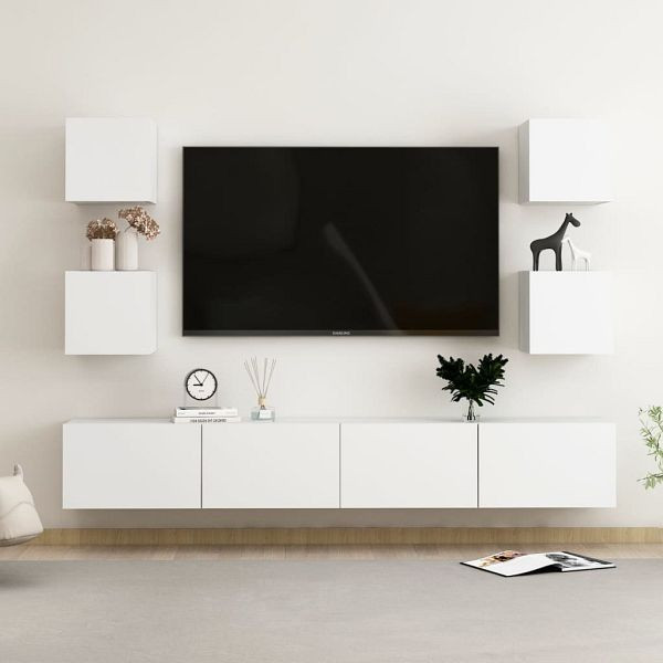 vidaXL 6-teilig TV-Schrank-Set Weiß Holzwerkstoff, 3078663