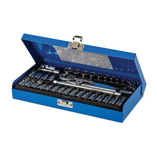Silverline Steckschlüssel mit Ratschengriff, 1/4-Zoll-Antrieb, metrisch, 38-tlg. Satz, 38-tlg, 633493