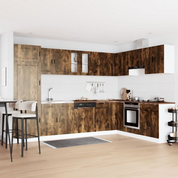 vidaXL Spüle Unterschrank "Porto" mit Spüle Rauchescheiche 80x46x84,5 cm Ingenieurholz, 3315026