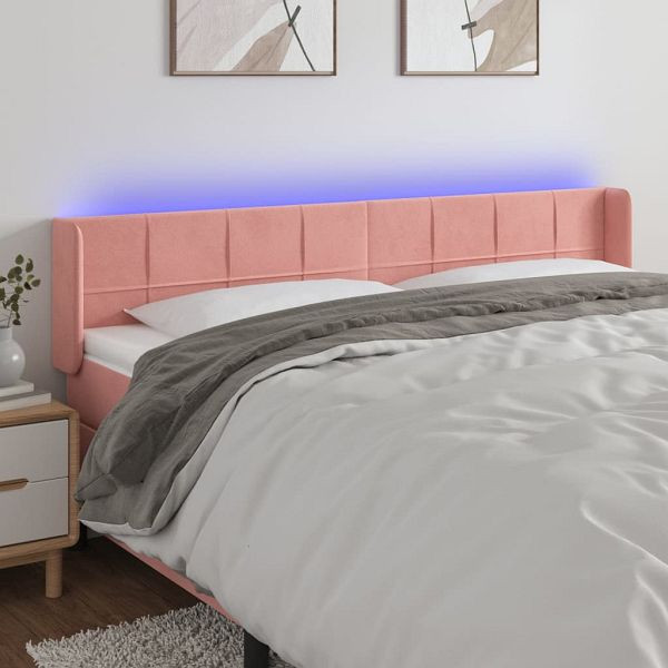 vidaXL LED Kopfteil Rosa 163x16x78/88 cm Samt, Füllung: Schaumstoff, 3123295