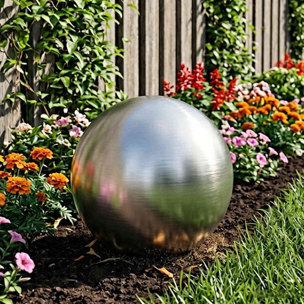 vidaXL Gebürsteter Ball Ø 47 cm Silber Edelstahl 201, 42008419