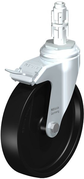 Blickle LKRA-POA 150G-11-FI-E13 Apparate-Lenkrolle mit Rückenloch & Feststeller, Polyamid, Schwarz, 750626