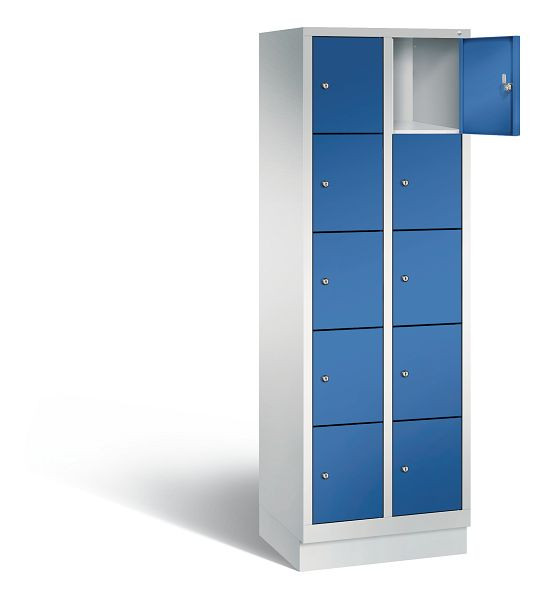 C+P Schließfachschrank Evolo, H1800xB610xT500mm, Farbe: Lichtgrau / Enzianblau, 48020-205 S10006