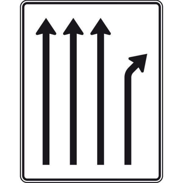 Stein HGS Trennungstafel, dreistreifig durchgehend und einstreifig rechts ab, Nr. 533-21, RA1/Flachform 3mm, ohne Entfernungsangabe, 1600x1250mm, 533-21-113