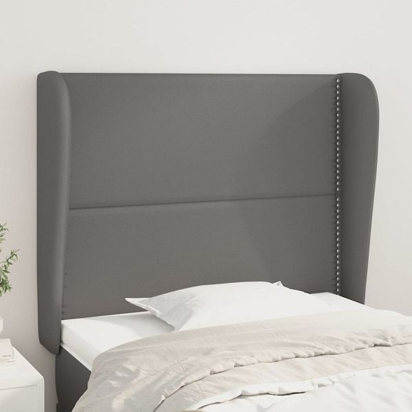 vidaXL Kopfteil mit Ohren Grau 103x23x118/128 cm Kunstleder, 3117904