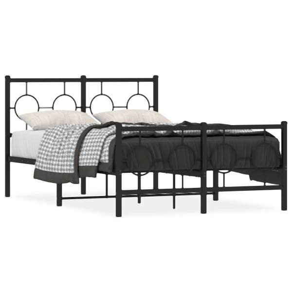 vidaXL Bettgestell mit Kopf- und Fußteil Metall Schwarz 120x190 cm, 376241