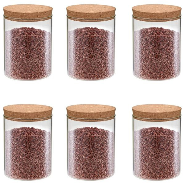 vidaXL Vorratsgläser mit Korkdeckel 650 ml, VE: 6 Stück, 50839