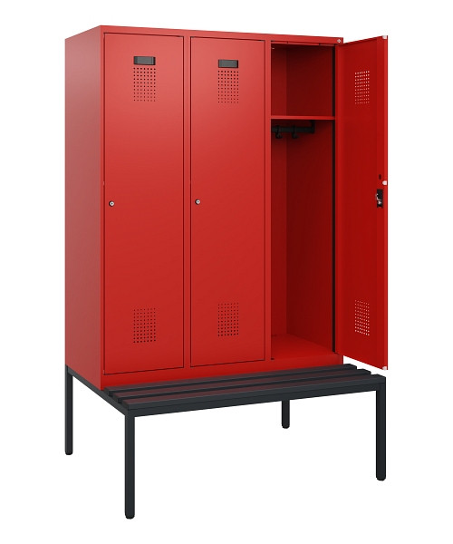 C+P Spind Evolo PLUS, 3 Abteile, 1950x1200x815mm, 3020/3020, Zylinderschloss, Material Sitzfläche Kunststoff, Sitzbank, 0490505-32 S10106