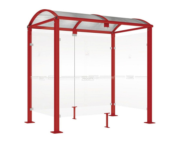 Procity Raucherunterstand Klassik "M" - Tiefe 1560 mm, Farbe RAL 3004, Maße: Breite 2500 x Höhe 2547 x Tiefe 1666 mm, 529370.3004