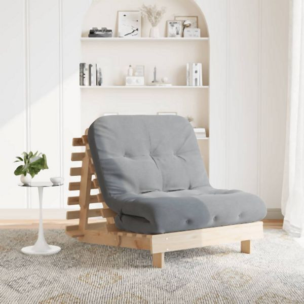 vidaXL Futon Schlafsofa mit Matratze 80x206x11 cm Massivholz Kiefer, 846756