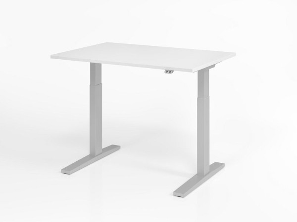 Hammerbacher Schreibtisch XMKA12, 120 x 80 cm, Platte: Weiß, 25 mm dick, ABS-Dickkante, Rechteckform, VXMKA12/W/S