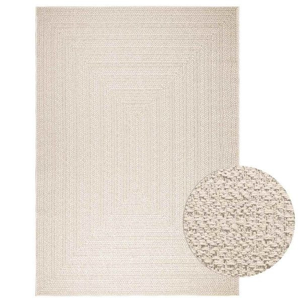 vidaXL Teppich ZIZUR Creme 200x290 cm Jute-Optik Indoor und Outdoor, 4010368