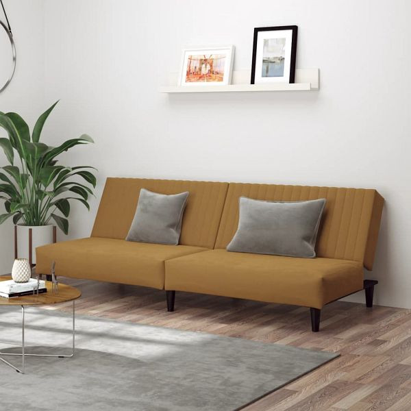 vidaXL Schlafsofa 2-Sitzer Braun Samt, Füllung: Schaumstoff, 375934