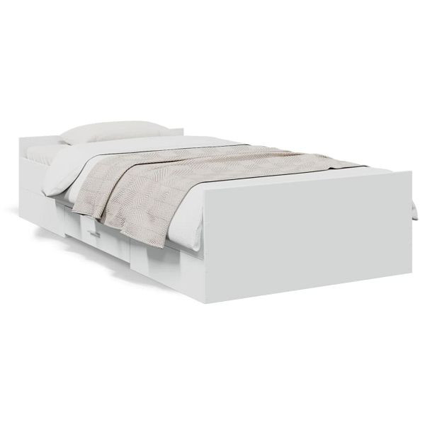 vidaXL Bettgestell mit Schubladen Weiß 75x190 cm Holzwerkstoff, 3280349