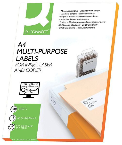 Q-Connect Inkjet+Laser+Kopier-Etiketten - 48,5 x 25,4 mm, weiß, 4000 Stück, KF00190