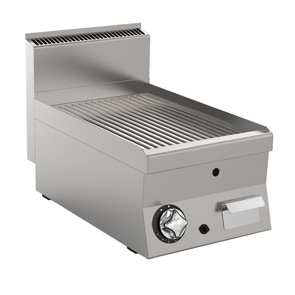 Mareno M1-600 Gas-Grillplatte mit geriffelter Edelstahlplatte, 40cm, 161.046