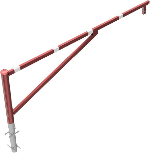 Schake Drehschranke, zum Einbetonieren, feuerverzinkt und rot beschichtet, lichte Weite: 3000 mm, mit Profilzylinderschloss, 413_300ZB