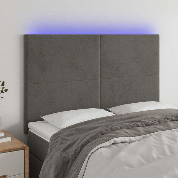vidaXL LED Kopfteil Dunkelgrau 144x5x118/128 cm Samt, 3122193