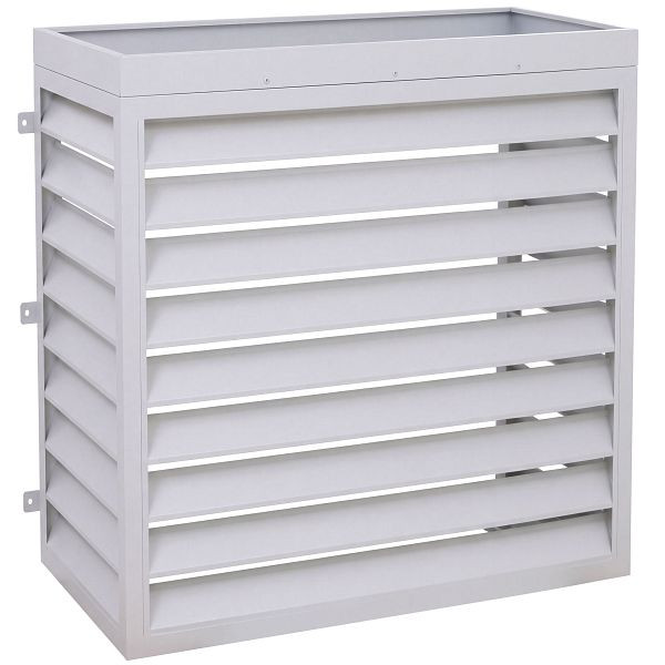 Mendler Verkleidung für Klimaanlage/Wärmetauscher HWC-O43 mit Pflanzkasten, Abdeckung, Metall 118x124x65cm, grau-weiß, 121703+121704