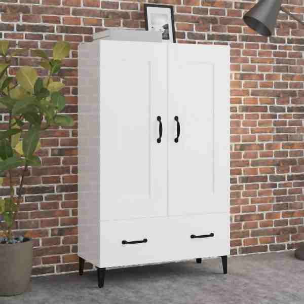 vidaXL Highboard Hochglanz-Weiß 70x31x115 cm Holzwerkstoff, 812579