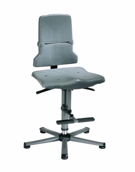bimos Sintec Arbeitsdrehstuhl, Sitz- und Rückenlehne Kunststoff, Gleiter, Aufstiegshilfe, 9801-1000