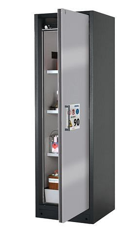 asecos Feuerbeständiger Gefahrstoffschrank Select W-63R-O "one touch", 3 Einlegeböden, Tür silber, 201469