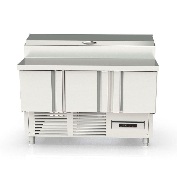 Vaiotec TOPLINE Belegstation 700 / 3-fach mit Türen, Edelstahlaufsatz, GN 1/4, Breite: 1375 mm, 11586