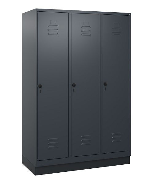 C+P Umkleidespind Classic PLUS, Sockel, 3 Abteile, 1800x1200x500mm, 7016/7016, Drehriegel, 0800207-32 S10012