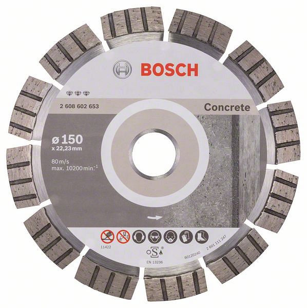 Bosch Diamanttrennscheibe Best for Concrete, 150 x 22,23 x 2,4 x 12 mm, 2608602653
