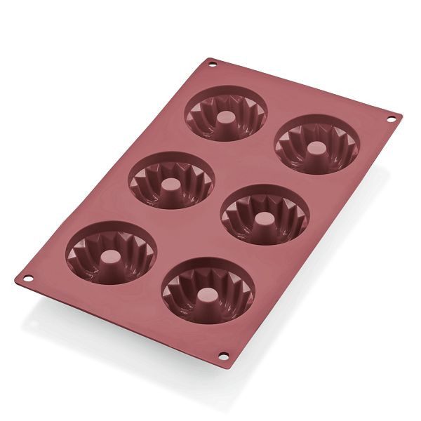 WAS Cake Pan 31 red Backform, 6 Formen, Gugelhupf, Silikon, 3175006