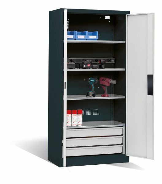 C+P Akkuladeschrank, H1950xB930xT500 mm, Anthrazit/Lichtgrau, 8921-05E1 S10021