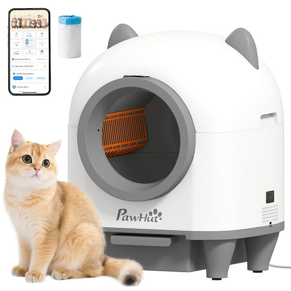 PawHut Selbstreinigende Katzentoilette mit App-Steuerung 80 L Geruchsbeseitigung für Mehrere Katzen, D31-124V91WT