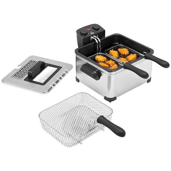 HOMCOM Fritteuse, 5 L Ölkapazität, Timer, Sichtfenster, 2000W Leistung, Silberfarben, 800-262V90SR