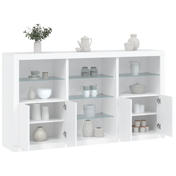 vidaXL Sideboard mit LED-Leuchten Weiß 181,5x37x100 cm, 3209177